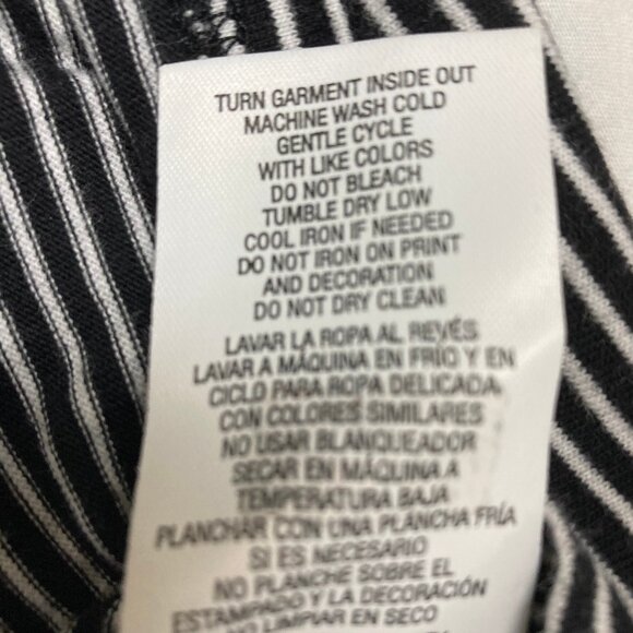 Halloween LS Tee Shirt Black and White Stripes Embroidered Flying Witch, Large - Picture 5 of 8